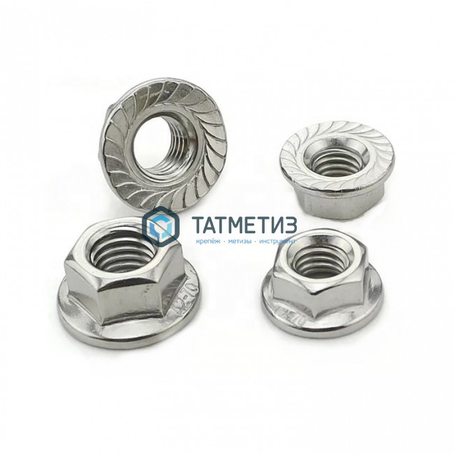 Гайка  М10 DIN 6923 А4 с фланцем -  магазин крепежа «ТАТМЕТИЗ»