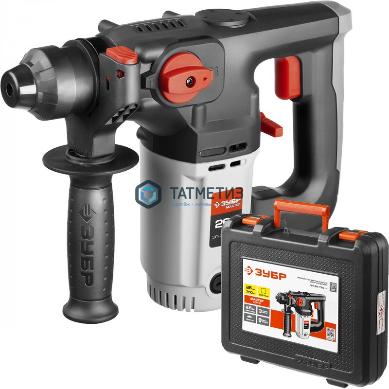 Перфоратор ЗУБР Профессионал SDS-plus, горизонт., 2,6 Дж, 0-1100 об/мин, 750Вт, кейс Перфоратор ЗУБР Профессионал SDS-plus, горизонт., 2,6 Дж, 0-1100 об/мин, 750Вт, кейс