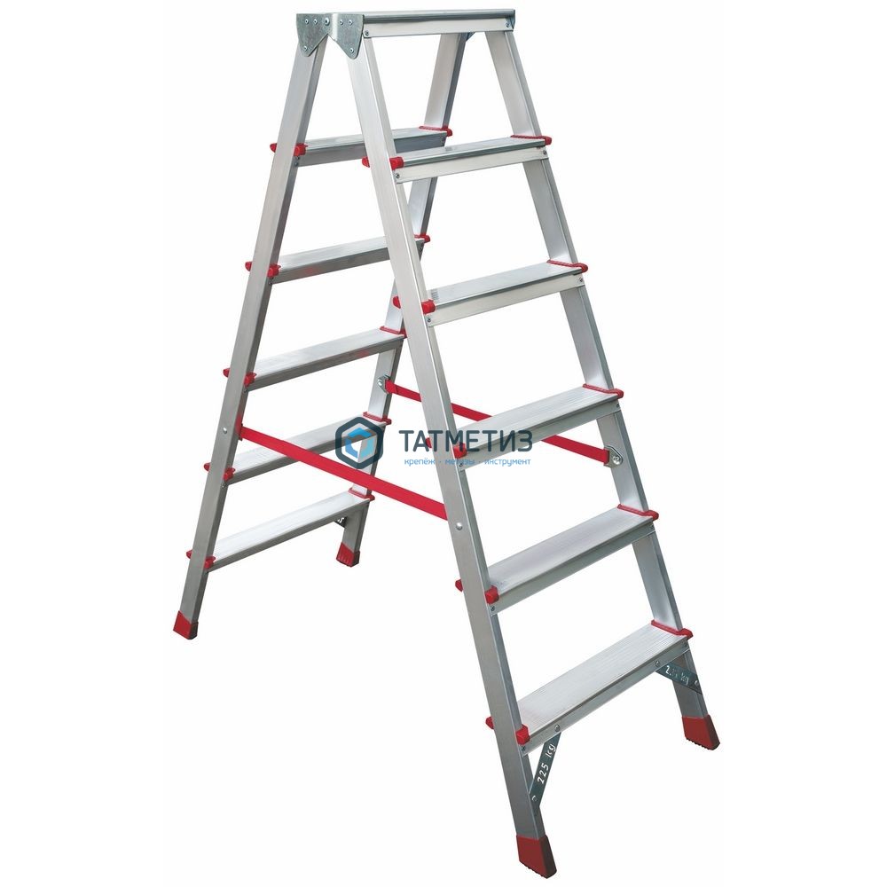 Стремянка 2-сторонняя алюм, ступень  80 мм, 2х6, NV -  магазин крепежа «ТАТМЕТИЗ»