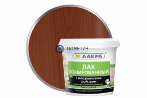 Лак ВД тонированный  МАХАГОН  ЛАКРА  0,9 кг./6 -  магазин крепежа «ТАТМЕТИЗ»