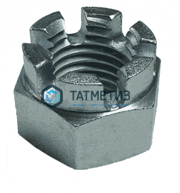 Гайка корончатая DIN 935, исп.2, оц М12 | «ТАТМЕТИЗ» Гайка корончатая DIN 935, исп.2, оц М12 - магазин крепежа «ТАТМЕТИЗ»