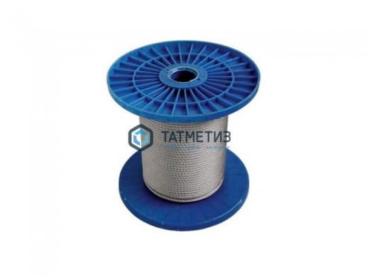 Трос стальной оц. 4 мм DIN 3055 (250 м/бух) КК | «ТАТМЕТИЗ» Трос стальной оц. 4 мм DIN 3055 (250 м/бух) КК - магазин крепежа «ТАТМЕТИЗ»