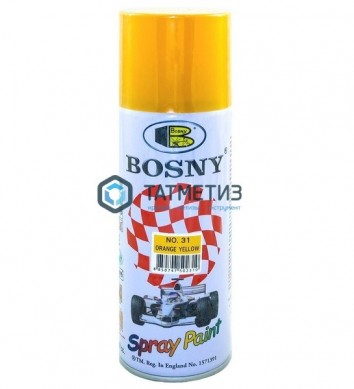 Краска аэроз. BOSNY 520 мл. №031  ЖЕЛТО-ОРАНЖЕВАЯ -  магазин крепежа «ТАТМЕТИЗ»