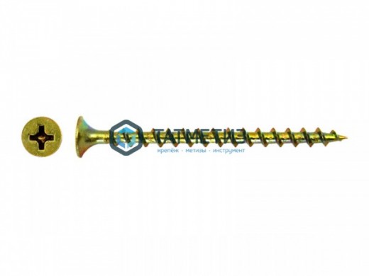 Саморезы потай по дереву желтые, PH2  4,2х65 (уп 15 кг / 3 100 шт)* PREMIUM -  магазин крепежа «ТАТМЕТИЗ»