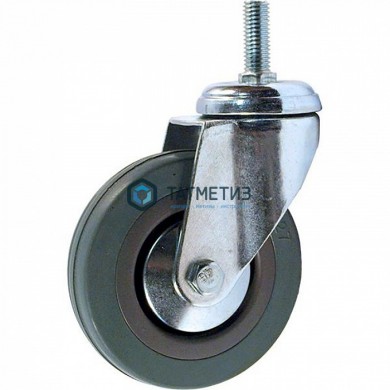 Колесо поворотное с болтом серая резина d 100 мм | «ТАТМЕТИЗ» Колесо поворотное с болтом серая резина d 100 мм - магазин крепежа «ТАТМЕТИЗ»
