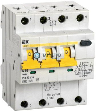 Выключатель авт.дифференциального тока 4п C 16А 30мА тип A 6кА АВДТ-34 (3P+N) IEK | «ТАТМЕТИЗ» Выключатель авт.дифференциального тока 4п C 16А 30мА тип A 6кА АВДТ-34 (3P+N) IEK - магазин крепежа «ТАТМЕТИЗ»