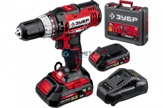 Дрель-шуруповерт 18 В, 2 АКБ (2Ач), в кейсе, ЗУБР | «ТАТМЕТИЗ» Дрель-шуруповерт 18 В, 2 АКБ (2Ач), в кейсе, ЗУБР - магазин крепежа «ТАТМЕТИЗ»