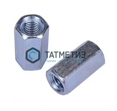 Гайка соединительная DIN 6334, оц  М8  (100 шт/уп) МС -  магазин крепежа «ТАТМЕТИЗ»