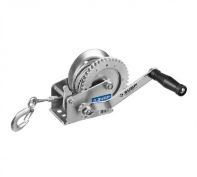 Лебедка ручная барабанная ЗУБР "ПРОФЕССИОНАЛ", тяговая, тросовая, 0.9 т, 8 м -  магазин «ТАТМЕТИЗ»