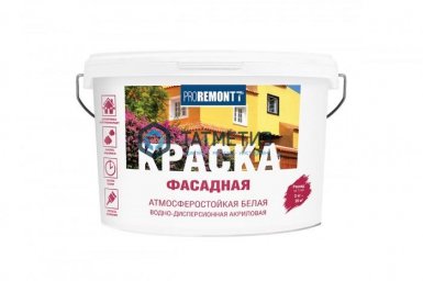 Краска ВД  PROREMONT для фасадов  БЕЛАЯ 3 кг. -  магазин крепежа «ТАТМЕТИЗ»