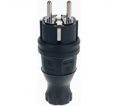 Эл.вилка прямая с/з каучук ОМЕГА IP44 ВБп3-1-0м IEK -  магазин «ТАТМЕТИЗ»