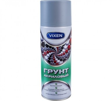Краска аэроз. VIXEN  СЕРАЯ грунт унив. акриловый 520 мл. VX-22002 RAL 9005 -  магазин крепежа «ТАТМЕТИЗ»