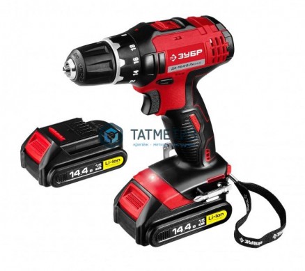 Дрель-шуруповерт 14.4В, Li-Ion, 2 АКБ, ЗУБР | «ТАТМЕТИЗ» Дрель-шуруповерт 14.4В, Li-Ion, 2 АКБ, ЗУБР - магазин крепежа «ТАТМЕТИЗ»