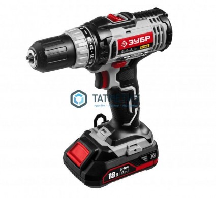Дрель-шуруповерт, 18.0 В, 1,3 А/ч, Li-Ion, 2-х скор., 13мм, 0-400/0-1400об/мин, 2 АКБ, БЗУ, ЗУБР | «ТАТМЕТИЗ» Дрель-шуруповерт, 18.0 В, 1,3 А/ч, Li-Ion, 2-х скор., 13мм, 0-400/0-1400об/мин, 2 АКБ, БЗУ, ЗУБР - магазин крепежа «ТАТМЕТИЗ»