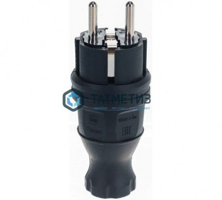 Эл.вилка прямая с/з каучук ОМЕГА IP44 ВБп3-1-0м IEK -  магазин крепежа «ТАТМЕТИЗ»