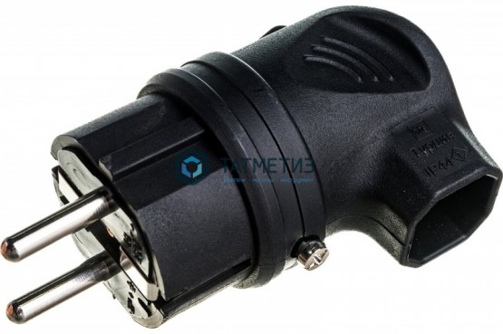 Эл.вилка каучук кабельная, боковой ввод, с з ИЭК ОМЕГА IP44 -  магазин крепежа «ТАТМЕТИЗ»